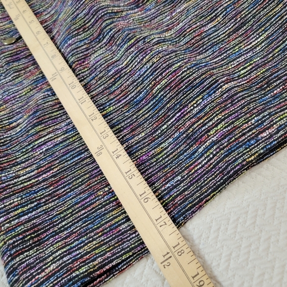 Loft Multicolor Tweed Skirt Brass Tone Buttons Size 00 Petite - Picture 6 of 14